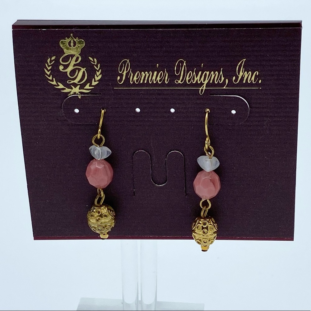NEW Premier Designs Tar Gold Plated Beaded Dangling Drop Pierced Earrings